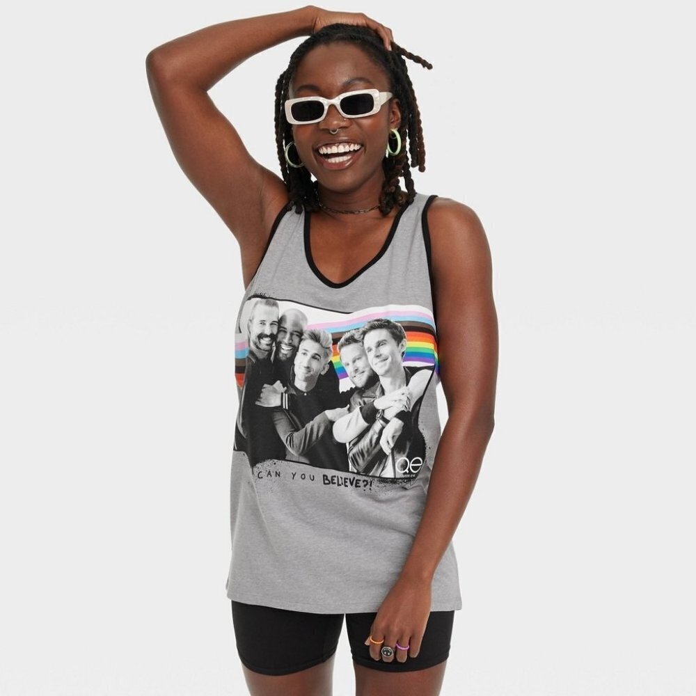 QE Pride Queer Eye Adult Unisex Size‎ XS Graphic Tank Top in Heather Gray 981